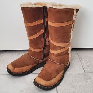 Cabelas Brown Leather And Shearling Lined Women's Boots Size 7